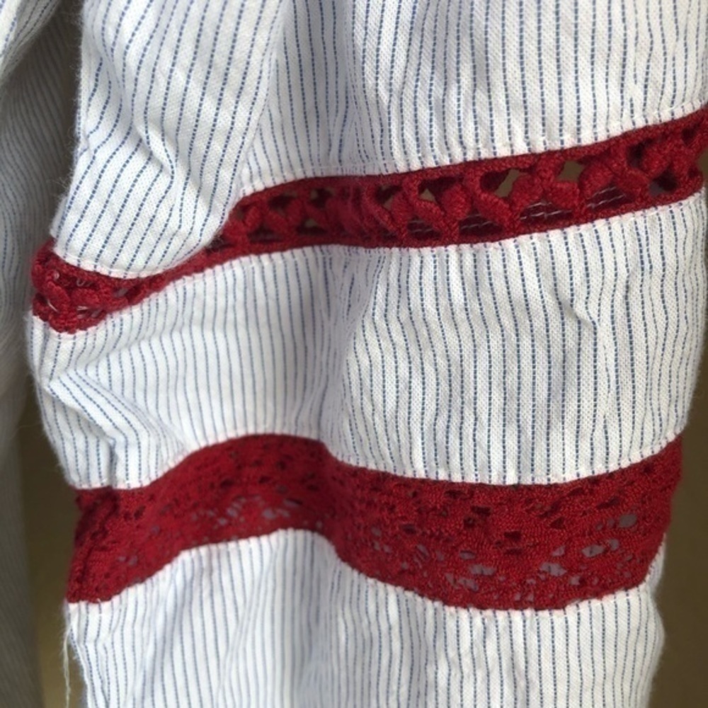 Velvet striped embroidered and beaded boho top - Picture 7 of 8